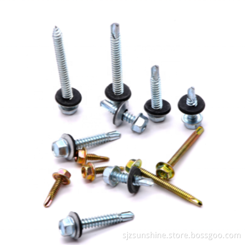 Galvanized Hex Flange Head Patta Self-Drilling Roofing Screw with Rubber Washer: Sizes M4.2, M4.8, M5.5, M6.3